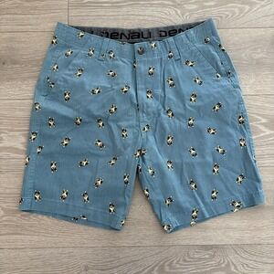 Denali Mens Blue Stretch All Over French Bulldogs Print Chino Shorts Size 34